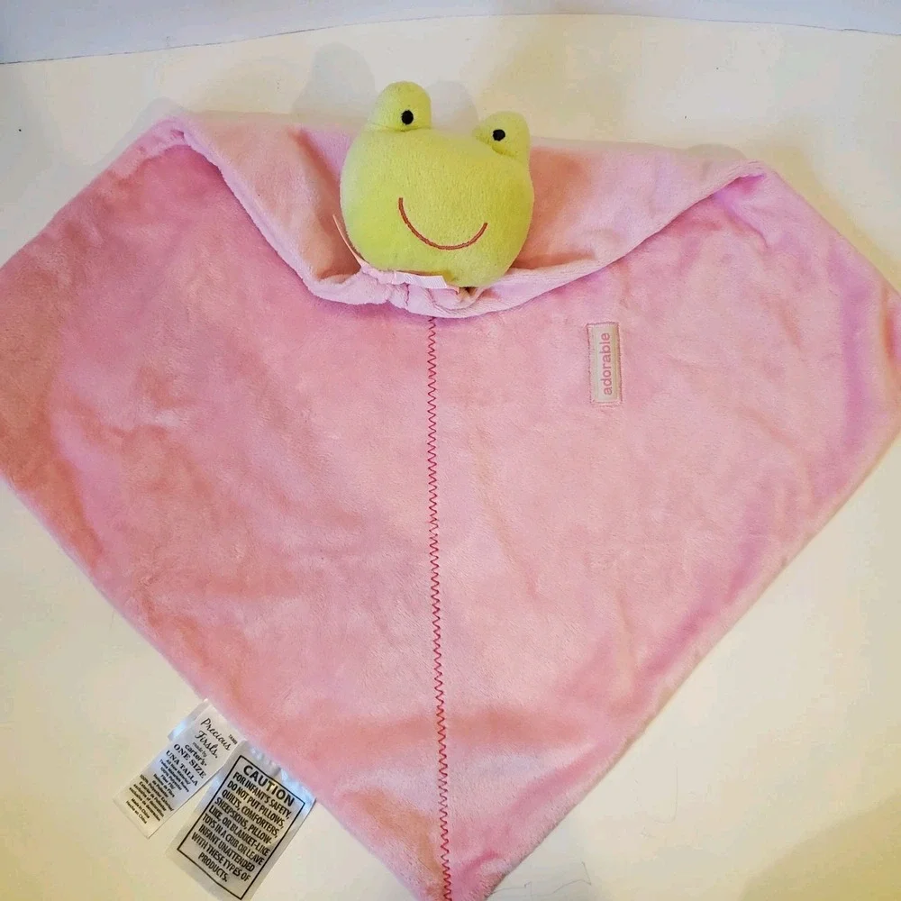 Carter's Precious Firsts (2011) Baby Security Blanket Adorable Pink & Green Frog